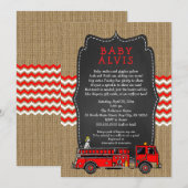 Invitation Fire Truck Baby Sprinking AVEC NOM garçon baby sho (Devant / Derrière)