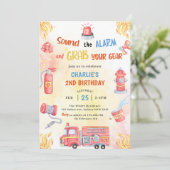 Invitation Fire Truck Fire Engine 2e fête d'anniversaire (Debout devant)