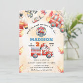 Invitation Fire Truck Fire Engine 2e fête d'anniversaire (Debout devant)