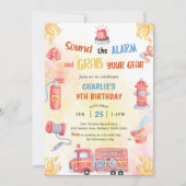 Invitation Fire Truck Fire Engine 9e fête d'anniversaire (Devant)