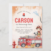 Invitation Fire Truck Firefighter 2e fête d'anniversaire (Devant)