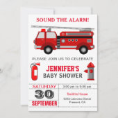 Invitation Fire Truck Firefighter Baby Shower (Devant)