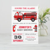 Invitation Fire Truck Firefighter Baby Shower (Debout devant)