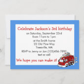 Invitation Fire Truck Photo Custom Anniversaire Invitation, G (Dos)