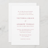 Invitation Firebrick Rouge Typographie simple Mariage officie (Devant / Derrière)
