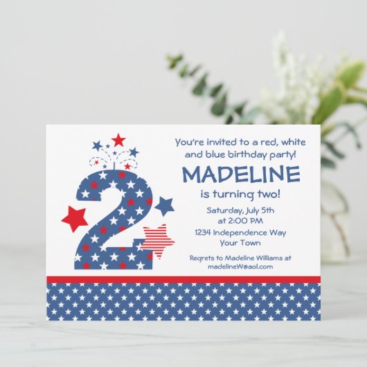 Invitation Firecracker 2e anniversaire (Debout devant)