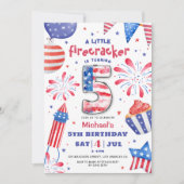 Invitation Firecracker 4 Juillet 5 Anniversaire Patriotic Cut (Devant)