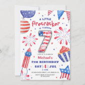 Invitation Firecracker 4 Juillet 7 Anniversaire Patriotic Cut (Devant)