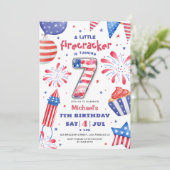 Invitation Firecracker 4 Juillet 7 Anniversaire Patriotic Cut (Debout devant)