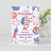 Invitation Firecracker 4 Juillet 9 Anniversaire Patriotic Cut (Debout devant)