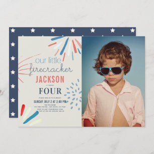Invitation Firecracker 4 juillet Feu d'artifice Photo Anniver