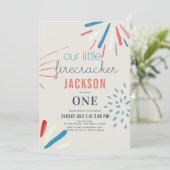 Invitation Firecracker 4 juillet Fireworks 1er anniversaire (Debout devant)