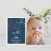 Invitation Firecracker 4 juillet Fireworks Photo Anniversaire (Debout devant)