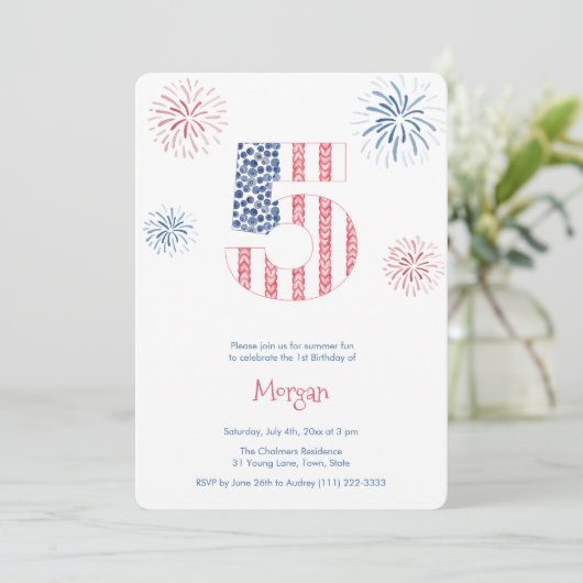 Invitation Firecracker Memorial Day 5Anniversaire (Debout devant)