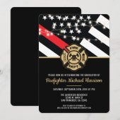 Invitation Firefighter Fire Academy Fireman Graduation (Devant / Derrière)