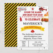 Invitation Firefighter Sound The Alarm Birthday (Devant / Derrière)