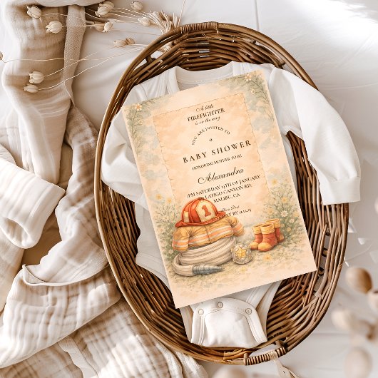 Invitation Firefighter Theme Baby Shower