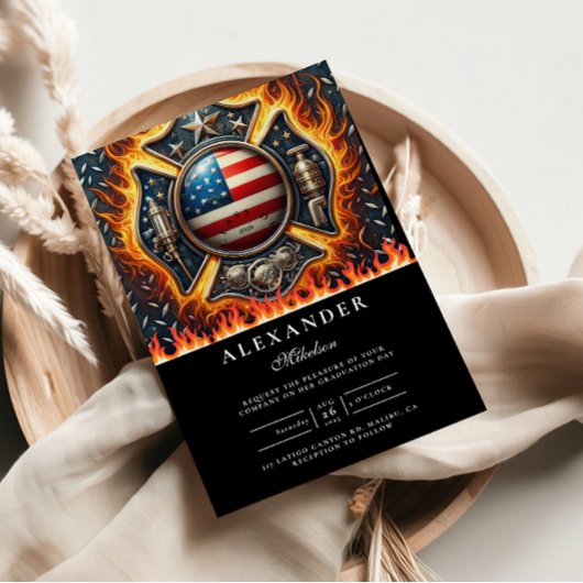 Invitation Firefighter Themed Senior Graduation