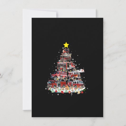 Invitation Firefighter Truck Christmas Tree Funny Xmas Pajama (Devant)