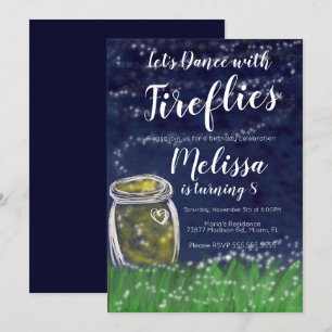 Invitation Fireflies d'aquarelle Lumières clignotantes Campin