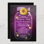 Invitation Fireflies et Mariage Whimsical Mason violet (Devant / Derrière)