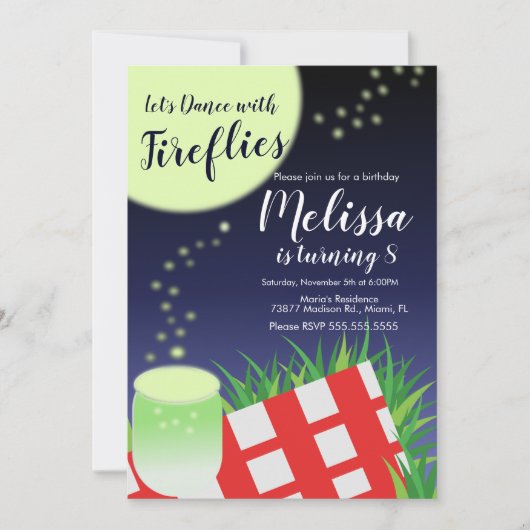 Invitation Fireflies Lumineuses clignotantes Camping extérieu (Devant)