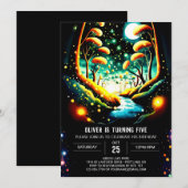 Invitation Fireflies Magique Woodland Voyage Anniversaire (Devant / Derrière)
