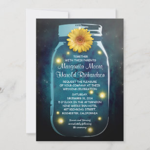 Invitation Fireflies & Mariage Whimsical Mason bleu