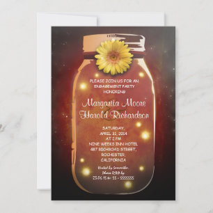 Invitation Fireflies & Mason Jar Fête de l'engagement lunaire