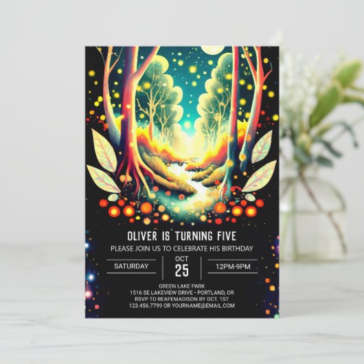 Invitation Fireflies Nightime Adventure Anniversaire (Debout devant)