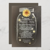 Invitation Fireflies & Rustic Mason Jar Mariage Whimsical (Devant / Derrière)
