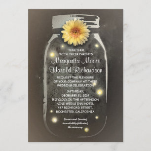 Invitation Fireflies & Rustic Mason Jar Mariage Whimsical