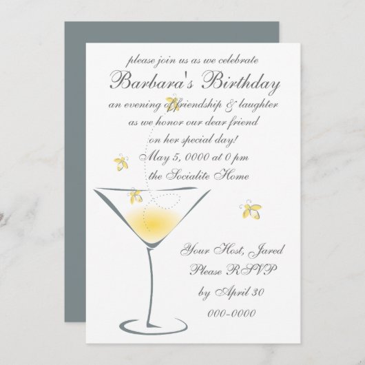 Invitation Firefly Martini (Devant / Derrière)