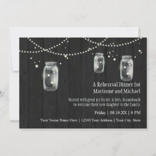 Invitation Firefly Mason Jar Rustic Country Mariages de nuit