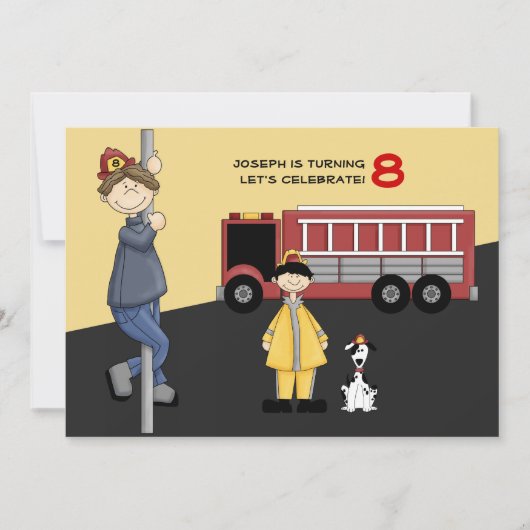 Invitation Fireman Birthday Party (Devant)