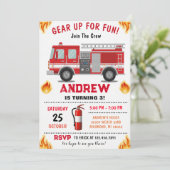 Invitation Firetruck Birthday Party for boy (Debout devant)
