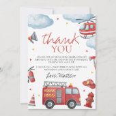 Invitation Firetruck Birthday Thank You Card (Devant)