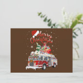 Invitation Firetruck Santa Sleigh Fireman Christmas Firefight (Debout devant)