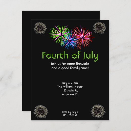 Invitation Fireworks (Devant / Derrière)