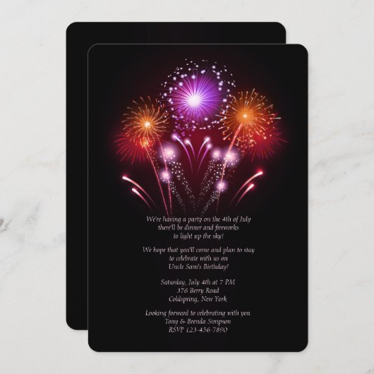 Invitation Fireworks (Devant / Derrière)