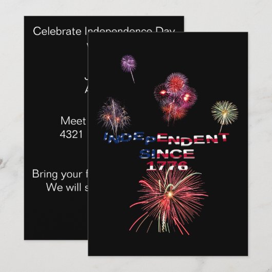 Invitation Fireworks 4 juillet (Devant / Derrière)