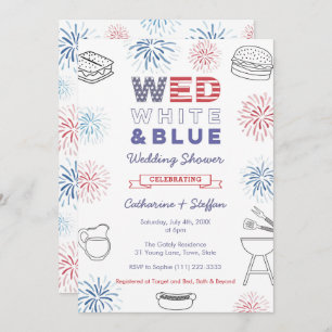 Invitation Fireworks Mer Blanc Bleu Cuisine Couples Douche