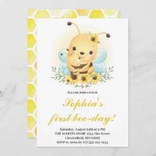 Invitation First Bee Day Bee Honey Bee 1er Birthday Invitatia