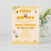 Invitation First Bee Day, Bumble Bee 1st Birthday (Debout devant)
