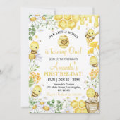 Invitation First Bee Day Floral Honey Bee Birthday Party (Devant)