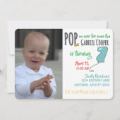 Invitation First Birthday Balloon Graphic Colorful Boy (Devant)