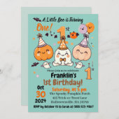 Invitation First Birthday Halloween Pumpkin Ghost Party (Devant / Derrière)