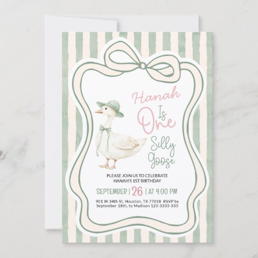Invitation First Birthday Invitation, Silly Goose Birthday  (Devant)