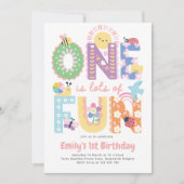 Invitation First Birthday Invite Girl, One is lots of Fun (Devant)