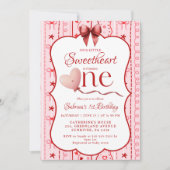 Invitation First Birthday valentine baby birthday party (Devant)